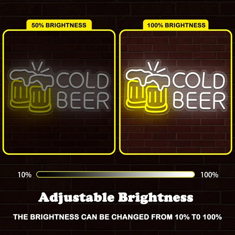 ビール LEDネオンライトサイン USB調光付き