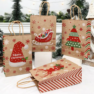イベント・クリスマス装飾｜クリスマスクラフト紙ギフトバッグセット(4枚入)