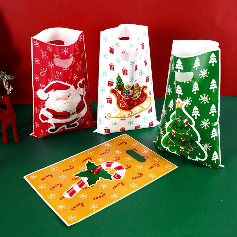 イベント・クリスマス装飾｜ビニール製 クリスマス柄ギフト用バッグ(20個/50個)