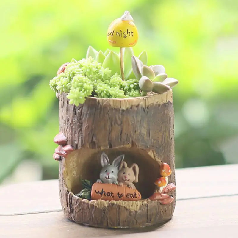 かわいい小動物ファミリーハリネズミクマカエルの置物樹脂植木鉢ホームガーデンデスクトップ植木鉢多肉植物盆栽植物デコ