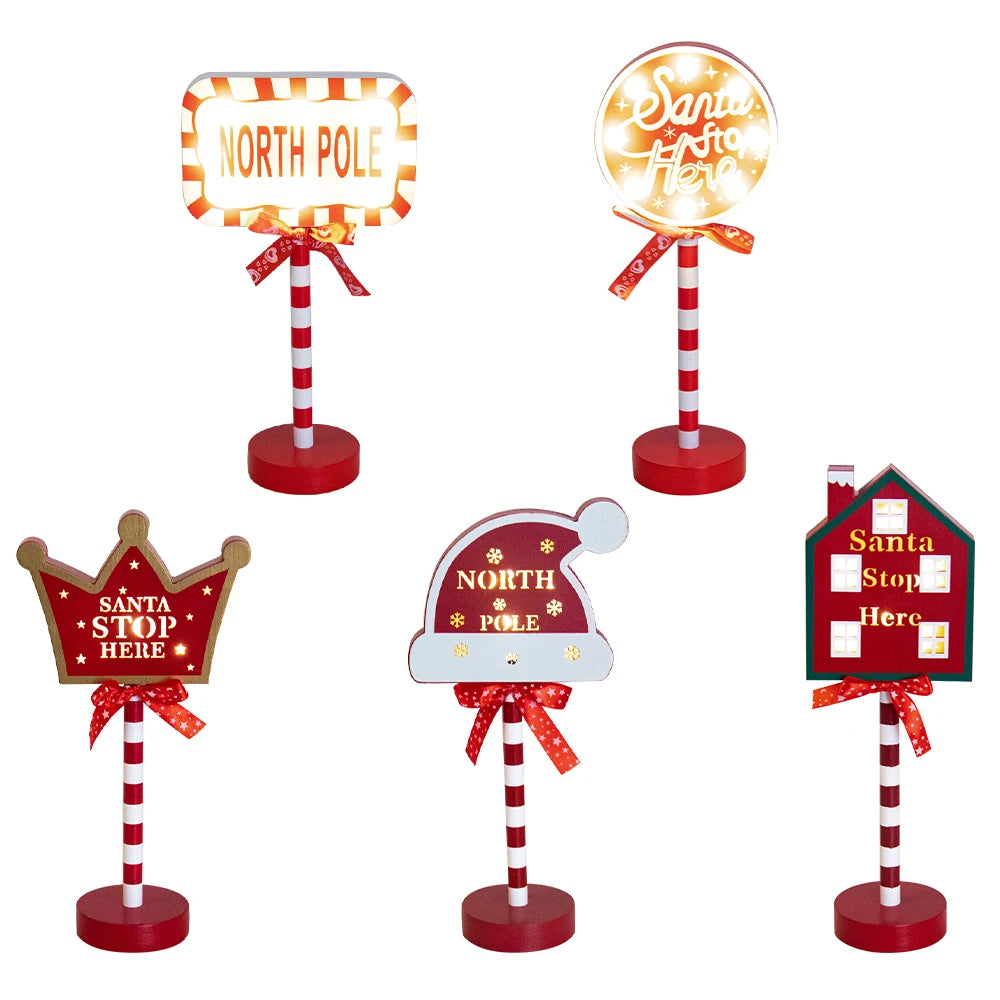 【 LEDライト】クリスマスデコレーション 木製ストリートサイン風 ライト