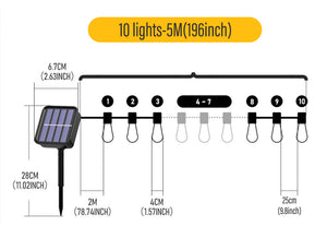 イベント・ガーデン装飾｜ソーラー式 屋外用防水 LEDストリング電球型ライト(4.5M/7M/9M)