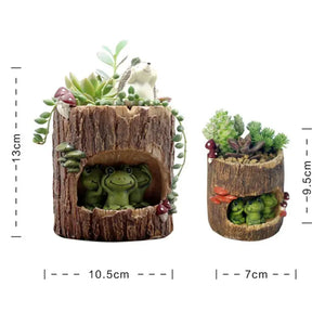 かわいい小動物ファミリーハリネズミクマカエルの置物樹脂植木鉢ホームガーデンデスクトップ植木鉢多肉植物盆栽植物デコ