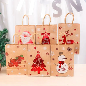 イベント・クリスマス装飾｜クラフト紙クリスマス柄ギフトバッグセット(1枚～10枚入)