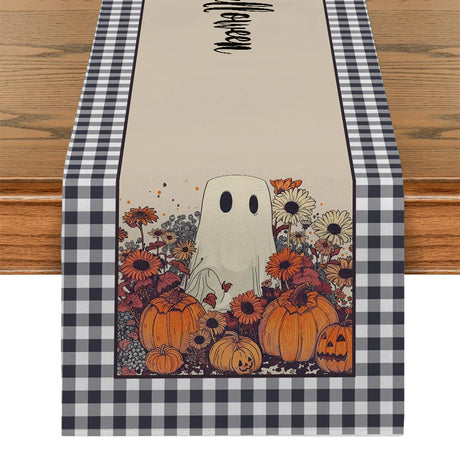 イベント・ハロウィングッズ｜ゴースト柄 ポリエステル テーブルランナー