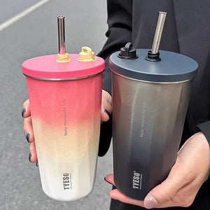 |イベント・ノベルティ用品 |  真空断熱ステンレス製 ストロー付きボトル | 600ml