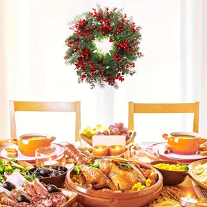 イベント・クリスマス装飾｜赤いユーカリの実付きクリスマスリース 35cm