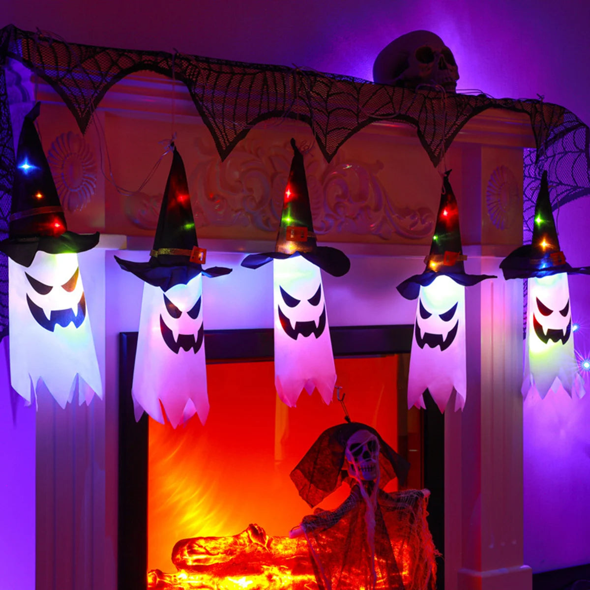イベント・ハロウィン装飾｜ゴースト型吊り下げライト (1pcs/2pcs/3pcs)