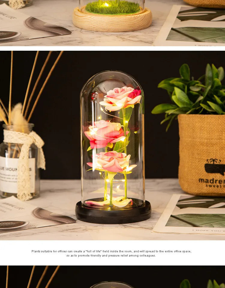 ライトアップガラスドームローズギフト