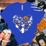 イベント・ハロウィングッズ｜レディース パンプキンハート柄 Tシャツ(XS～4XL)