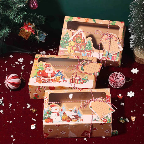 イベント・クリスマス装飾｜クラフト紙製ギフトボックス（3/6個入り）