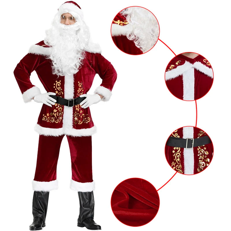 イベント・クリスマスグッズ｜大人用 サンタクロース衣装9点セット(M/L/2XL/3XL/4XL/6XL)