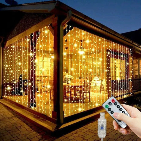 【イベント・クリスマス装飾】LEDカーテンライト USB接続(幅3M/6M)