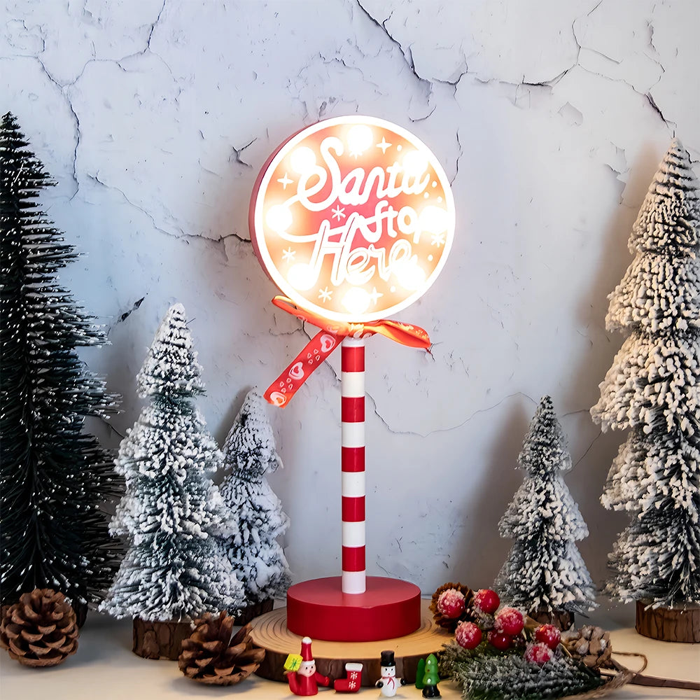 【 LEDライト】クリスマスデコレーション 木製ストリートサイン風 ライト