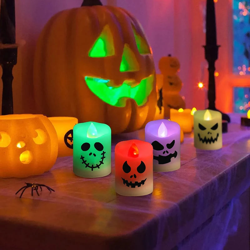 イベント・ハロウィングッズ｜LED ゴーストパンプキンキャンドル 6個セット