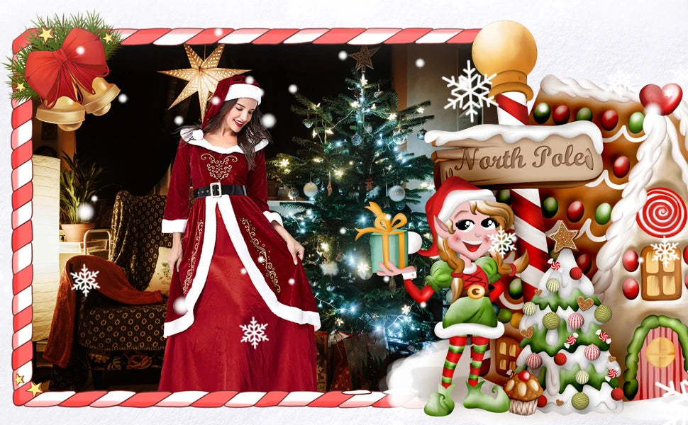 イベント・クリスマスグッズ｜サンタクロース風ドレス コスチューム(M～XXL)