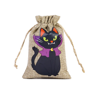 イベント・ハロウィングッズ｜ハロウィン柄リネン巾着キャンディバッグセット