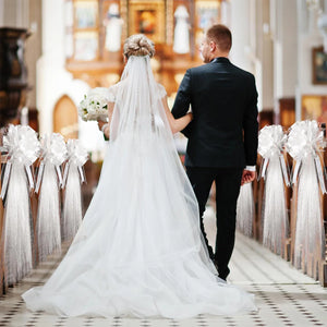 結婚式用ベンチリボン 5個セット チュール装飾