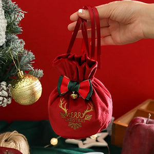 イベント・クリスマス装飾｜クリスマス用 巾着型ギフトバッグ  (赤/緑)