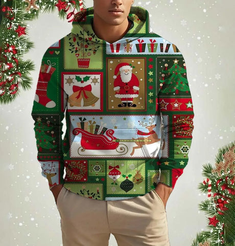 イベント・クリスマスグッズ｜クリスマス柄プリントパーカー(S～5XL)