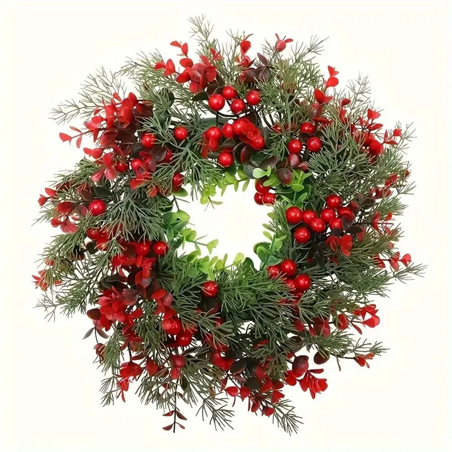 イベント・クリスマス装飾｜赤いユーカリの実付きクリスマスリース 35cm