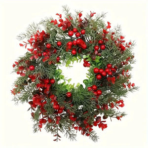 イベント・クリスマス装飾｜赤いユーカリの実付きクリスマスリース 35cm