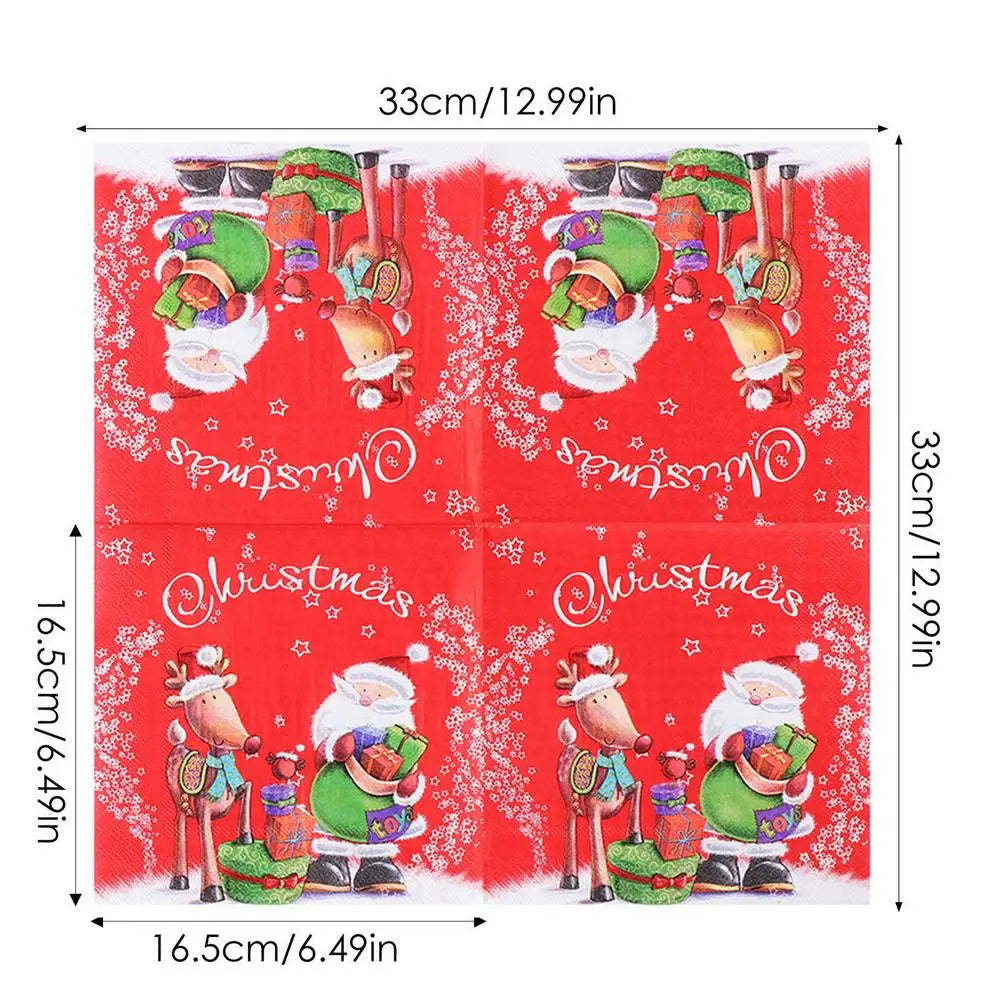 イベント・クリスマスグッズ｜クリスマス柄 ペーパーナプキン レッド(20枚入)