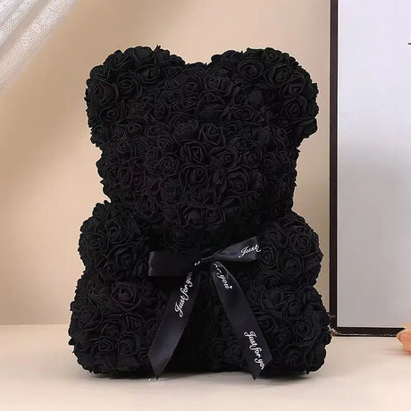 イベント・クリスマス装飾｜ケース付き ローズフラワーベア(25cm )