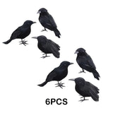 イベント・ハロウィングッズ｜リアルな黒いカラスのオーナメント6個セット