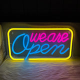 we are Open　LEDネオンサイン　イエロー・ピンク・ブルー