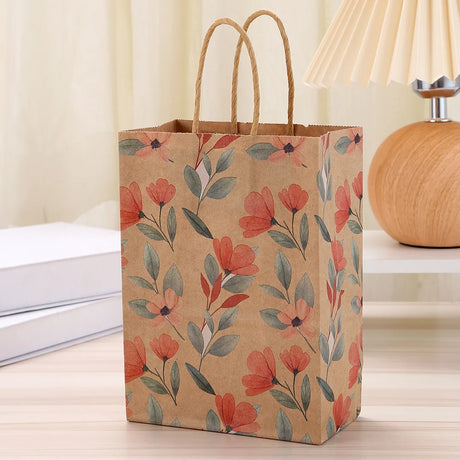 |イベント・ノベルティ用品 | 花柄クラフト紙ギフトバッグ4個セット | W15×H21×D8c