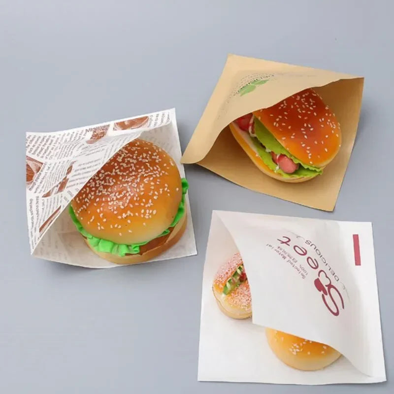 |ノベルティ用品 | バーガー用紙袋 100枚入 | 15 x 15c