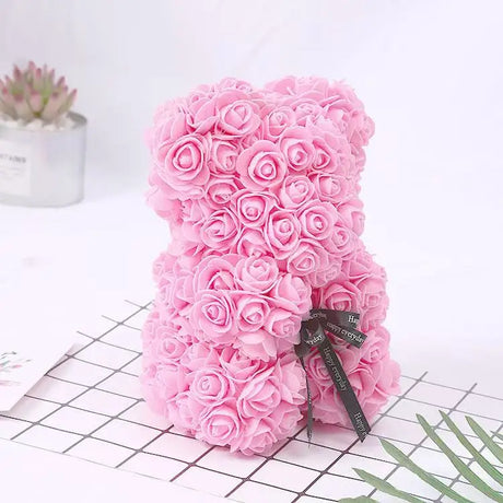 イベント・クリスマス装飾｜ケース付き ローズフラワーベア(25cm )