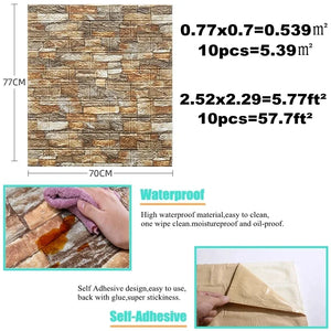 【DIY用】レンガ風ステッカー 70x77cm(5pcs/10pcs）