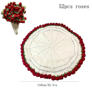 フラワーブーケデザインの軽量ニットブランケット