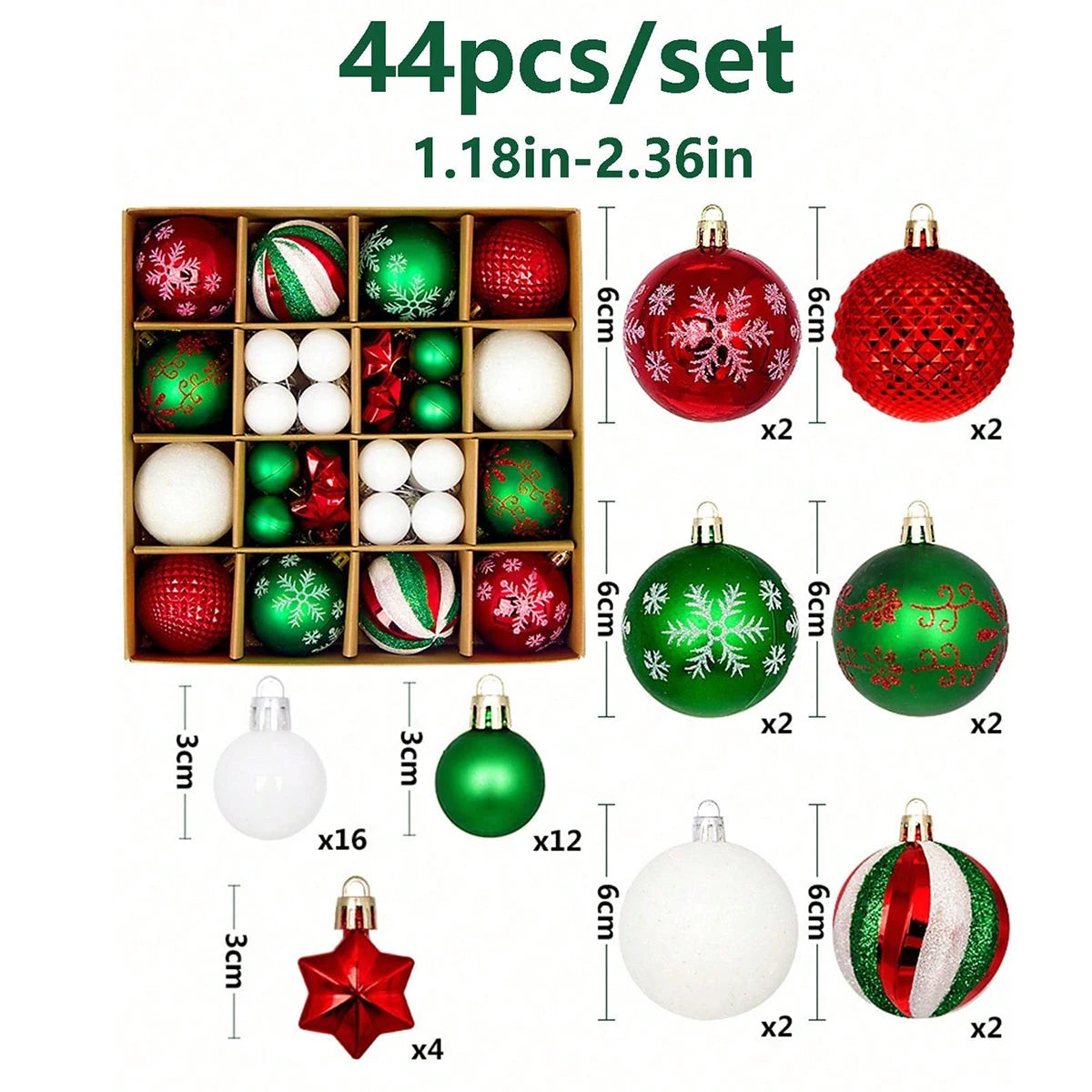 イベント・クリスマス装飾｜クリスマスツリー用吊り下げボール44個セット