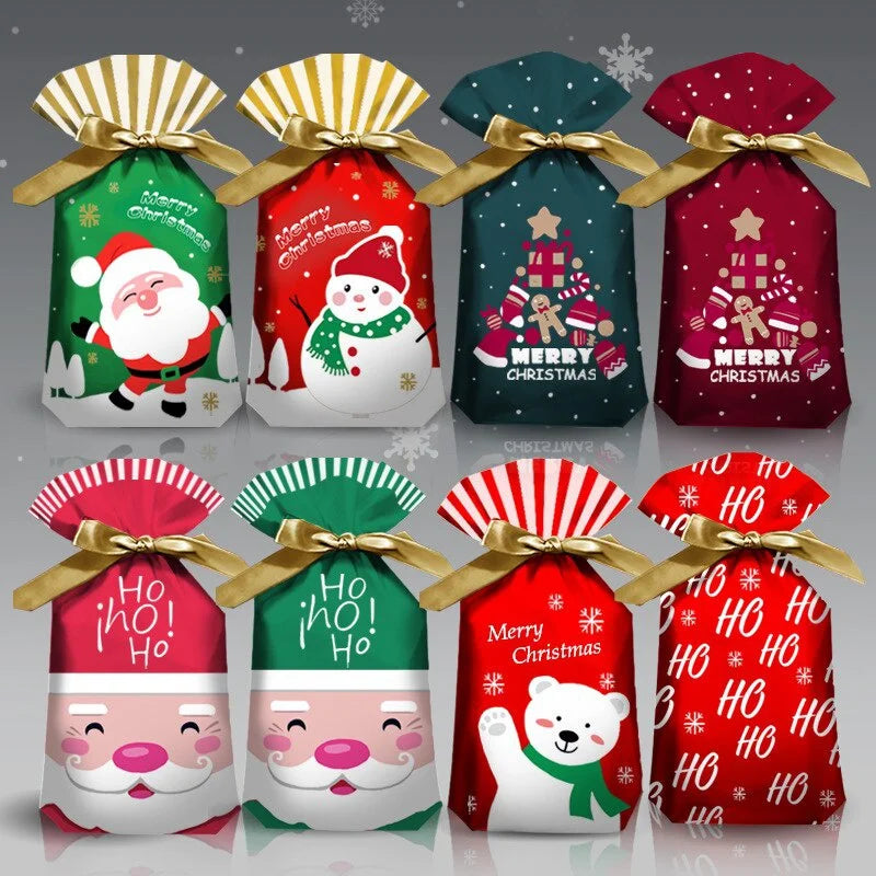 イベント・クリスマス装飾｜ビニール製 クリスマス柄ギフト用バッグ(5個入)