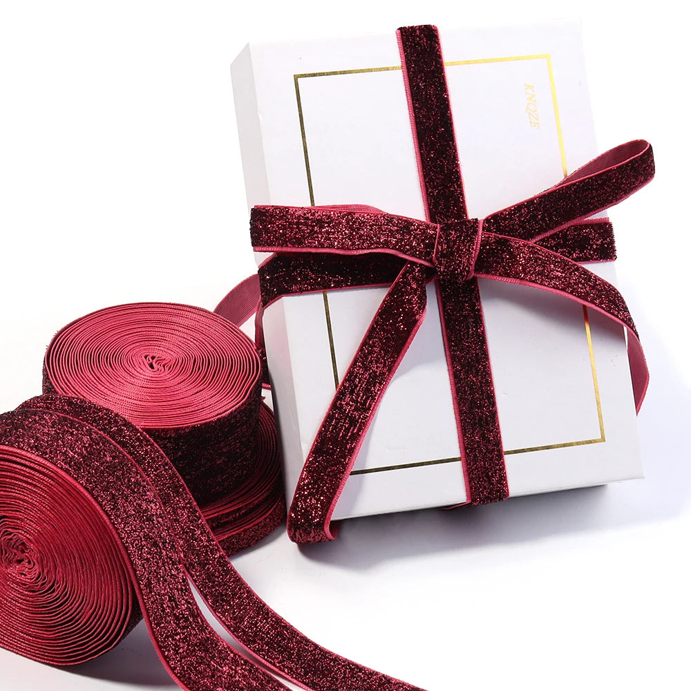 グリッターリボン 5-10ヤード 結婚式・クリスマス用