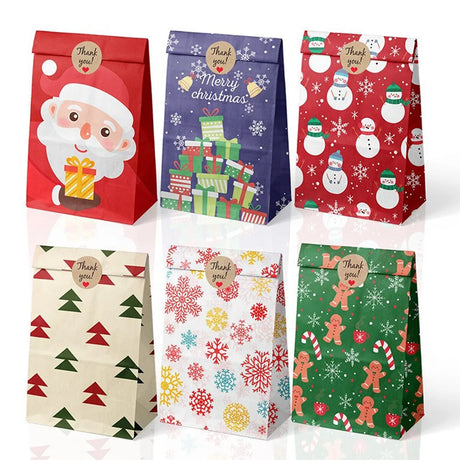 イベント・クリスマス装飾｜クリスマス柄ギフトバッグセット(8/12枚 )