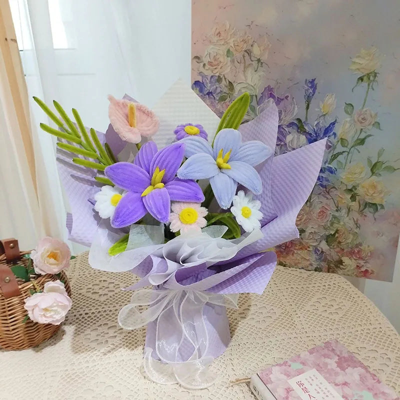 高品質ツイストベルベットフラワーブーケ