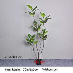 70インチの大型人工植物・フェイクフィカスツリーの枝・プラスチックゴムの葉・背の高い緑の風景