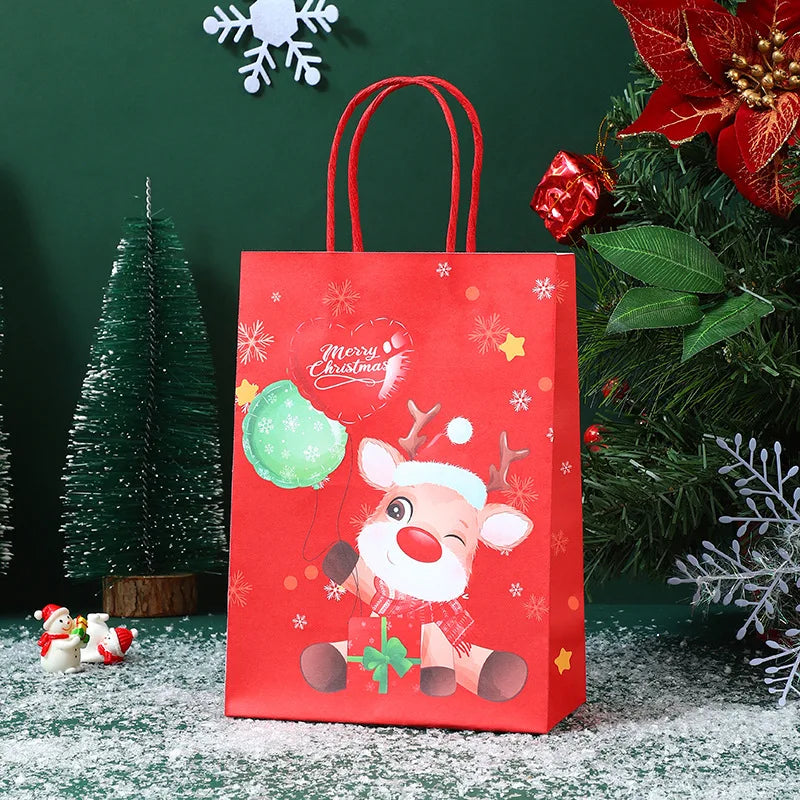 イベント・クリスマス装飾｜クリスマス柄クラフト紙バッグセット(S/M)
