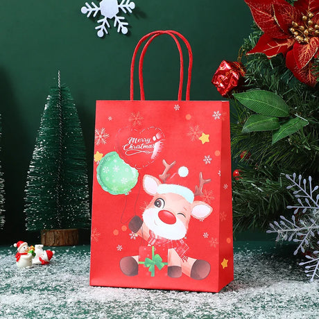 イベント・クリスマス装飾｜クリスマス柄クラフト紙バッグセット(S/M)