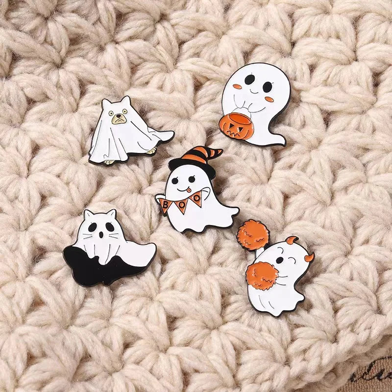 イベント・ハロウィングッズ｜カボチャゴーストエナメルブローチ