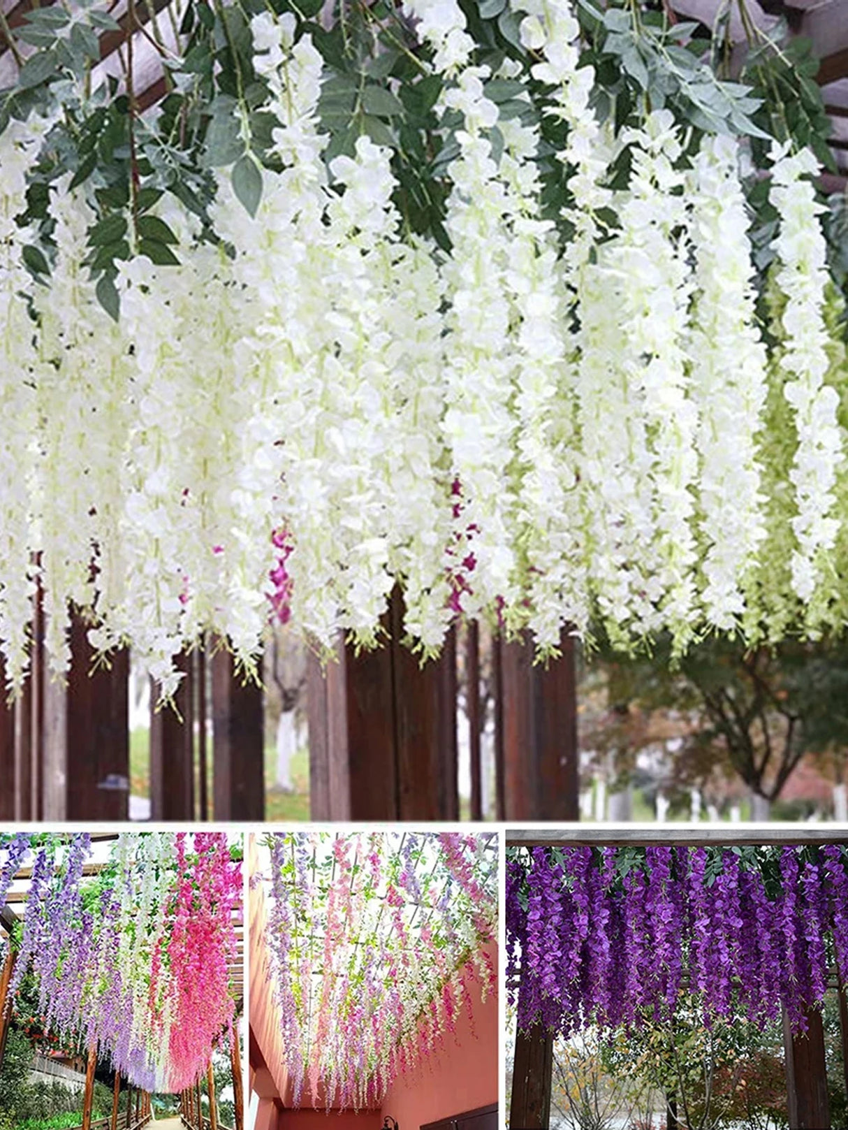 パーティー・ガーデン装飾｜藤の花ガーランド 12本セット（110cm）