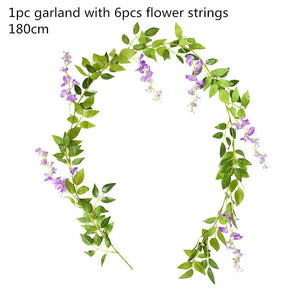 グリーンユーカリの葉ガーランド・藤の造花・ラタンフェイク植物・シルクの葉つる