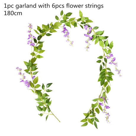 グリーンユーカリの葉ガーランド・藤の造花・ラタンフェイク植物・シルクの葉つる
