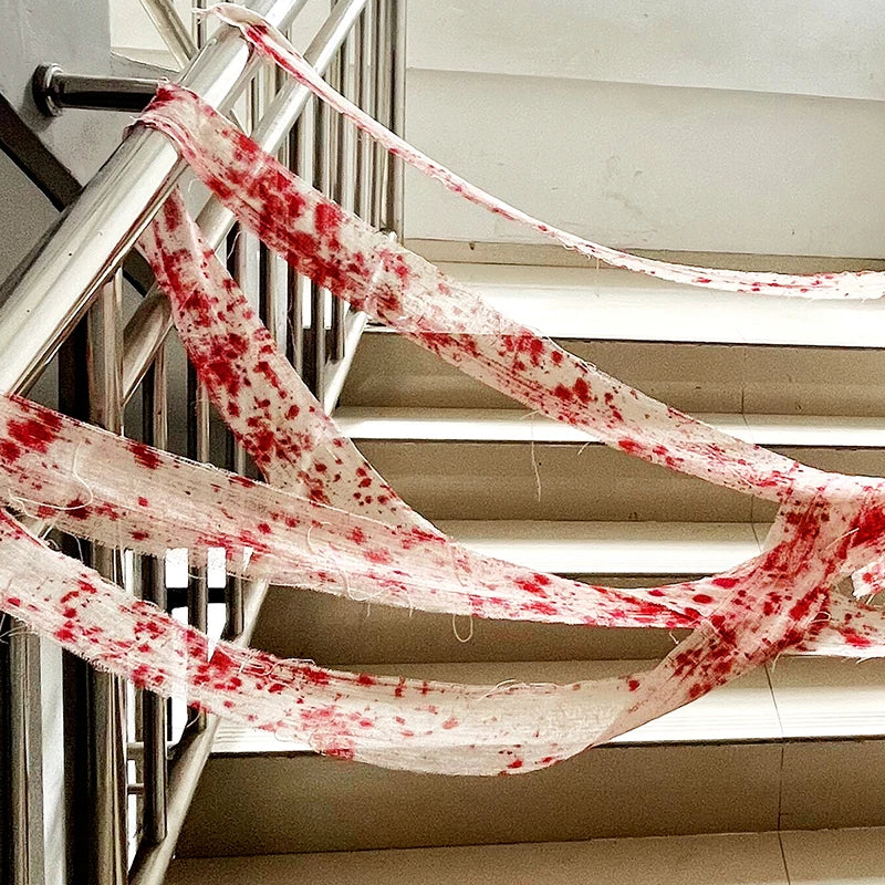 イベント・ハロウィン装飾｜血まみれ布ストリップ 3m