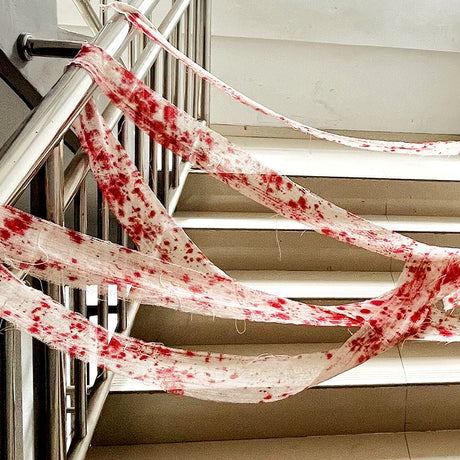 イベント・ハロウィン装飾｜血まみれ布ストリップ 3m