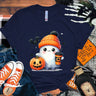 イベント・ハロウィングッズ｜キュートなゴースト＆パンプキン柄Tシャツ(XXS～4XL)